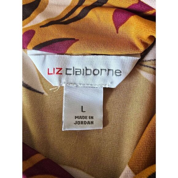 Liz Claiborne Top Sz L Ginger Floral - Picture 5 of 8